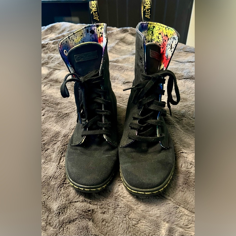Black canvas combat boots